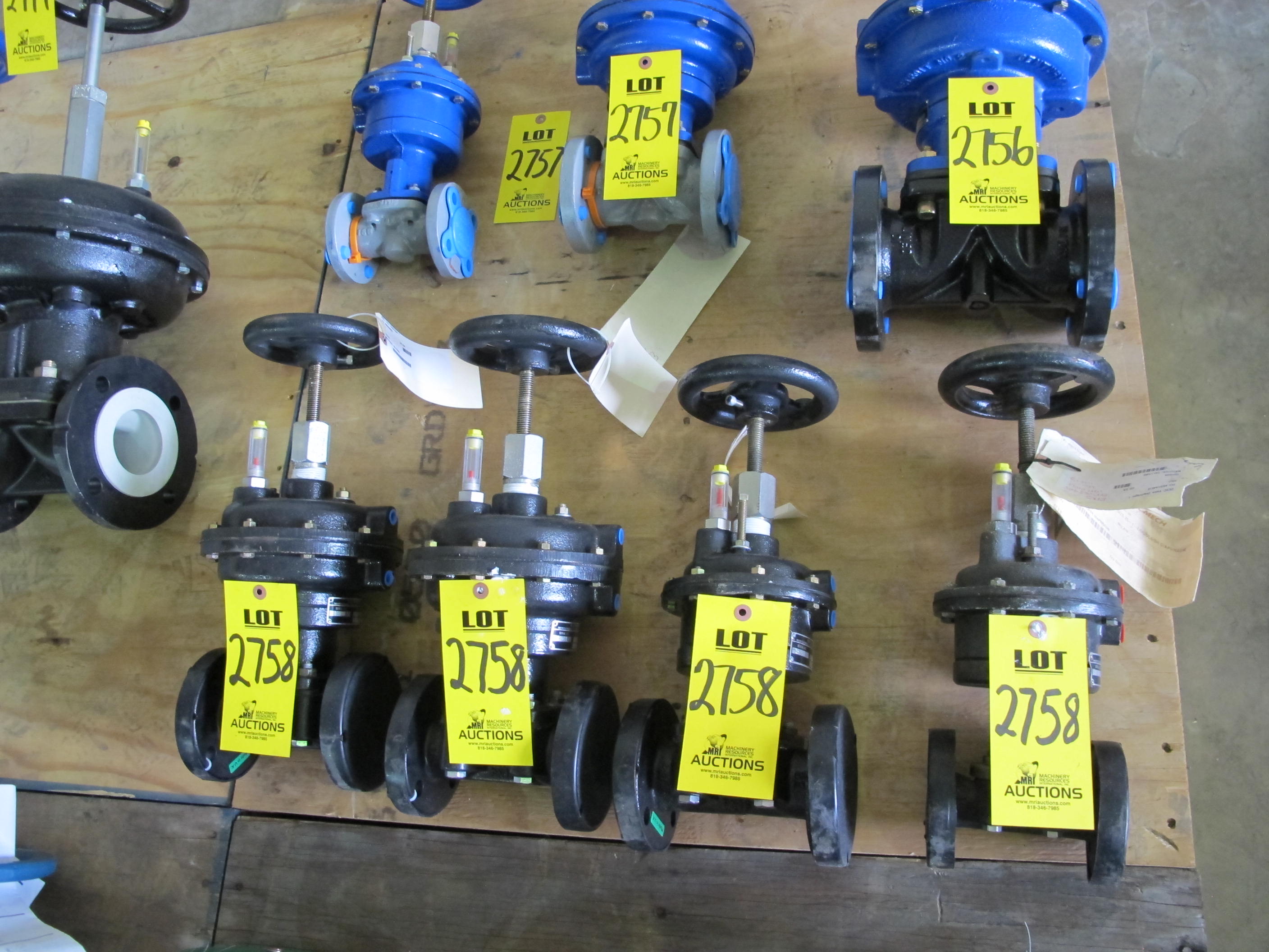 LOT (4) TO INCLUDE: (1) VALVE, DIAPHRAGM TYPE, 1-1/2" SIZE, 150 LB RATING, DUCTILE IRON POLYPROPYLENE LINED MATERIAL, FLANGED CONNECTIONS, WEIR STYLE, EPDM DIAPHRAGM. CENTURY AIR ACTUATOR, 0-C SIZE, WITH FLUORESCENT POSITION INDICATOR, HANDWHEEL OVERRIDE AND LIMIT STOP. PART # 040-3448-A-451-E2-X-X, (1) VALVE, DIAPHRAGM TYPE, 1" SIZE, 150 LB RATING, DUCTILE IRON POLYPROPYLENE LINED MATERIAL, FLANGED CONNECTIONS, WEIR STYLE, EPRDIAPHRAGM SOFTGOODS, 0C CENTURY AIR OPERATOR. WITH FLUORESCENT POSITION INDICATOR, HANDWHEEL OVERRIDE AND LIMIT STOP ON THE AIRTO AIR ACTUATOR, PART # 1"/3448-451-E W/MHO, (2) VALVE, DIAPHRAGM TYPE, 1-1/2" SIZE, 150 LB RATING, DUCTILE IRON POLYPROPYLENE LINED MATERIAL, FLANGED CONNECTIONS, WEIR STYLE, EPR DIAPHRAGM SOFTGOODS, 1C CENTURY AIR OPERATOR. WITH FLUORESCENT POSITION INDICATOR, HANDWHEEL OVERRIDE AND LIMIT STOP REFERENCE ORIGINAL SERIAL NUMBERS 630C-82529 THRU 82536, PART # 040-34-48-A-452-E2-X (W-51) LOADING & HANDLING FEE $15-